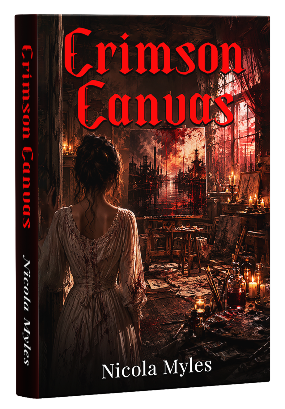 Crimson Canvas book cover by Nicola Myles